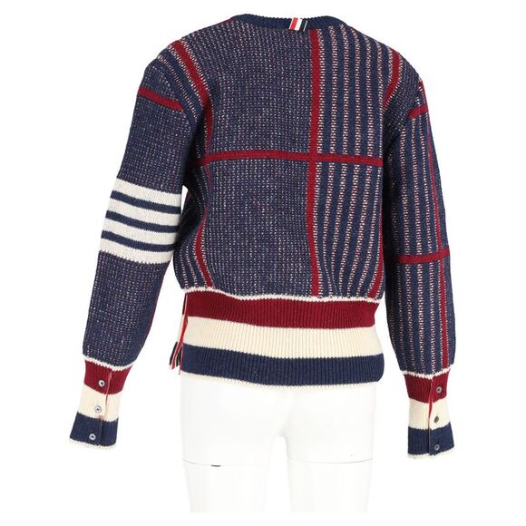 Thom Browne Plaid V-Neck Sweater in Multicolor Wool - Picture 6 of 6